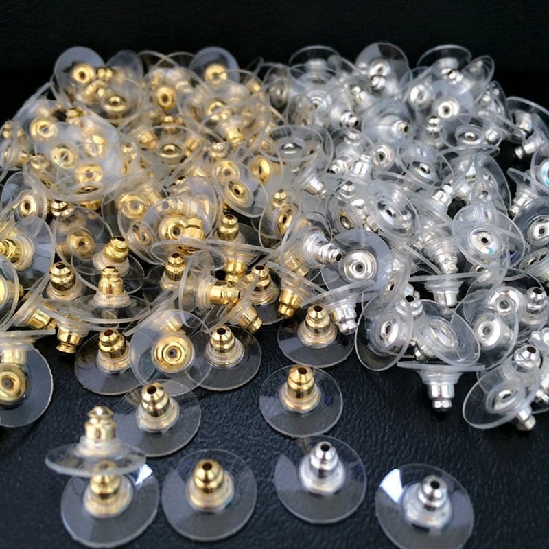 Chunney 100 Pairs Clutch Earring Backs with Pad Earring Safety Backs, Silver and Gold - Image 3